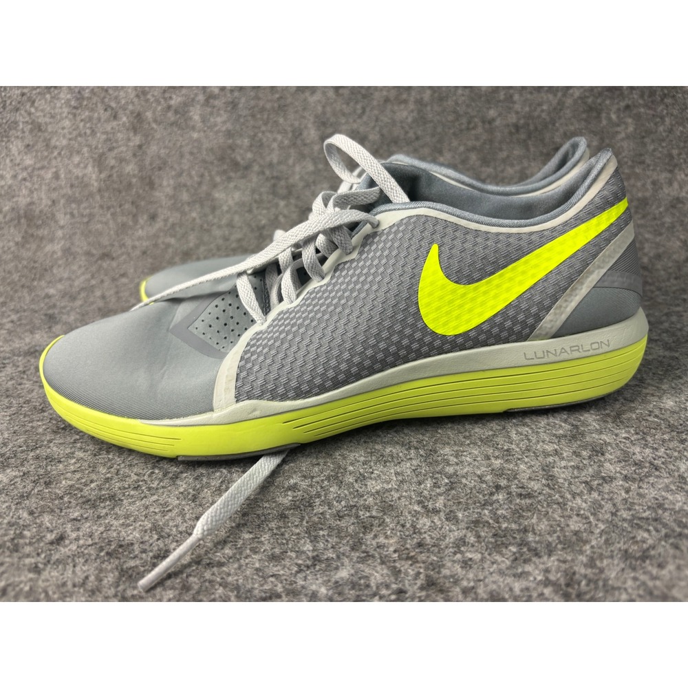 Nike Lunarlon Training Shoes Womens 8.5 Grey Neon Yellow 819062-007 Sneaker